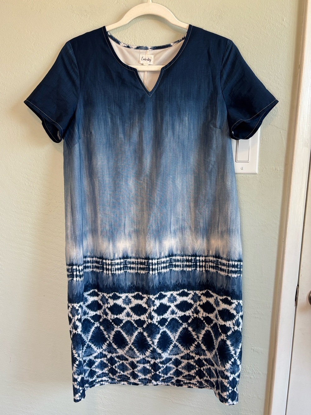 Bundle 2/$30! Emberley Blue Ombre Tie-Dye Shift Dress S Boho Beachy Relaxed